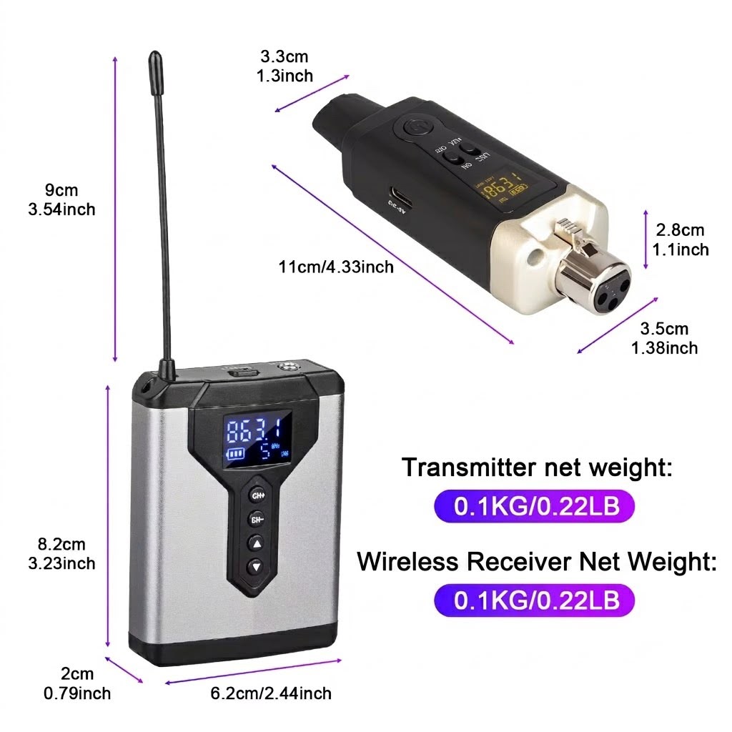 Biner Stage belt-pack receiver with IEM headphones and belt clip