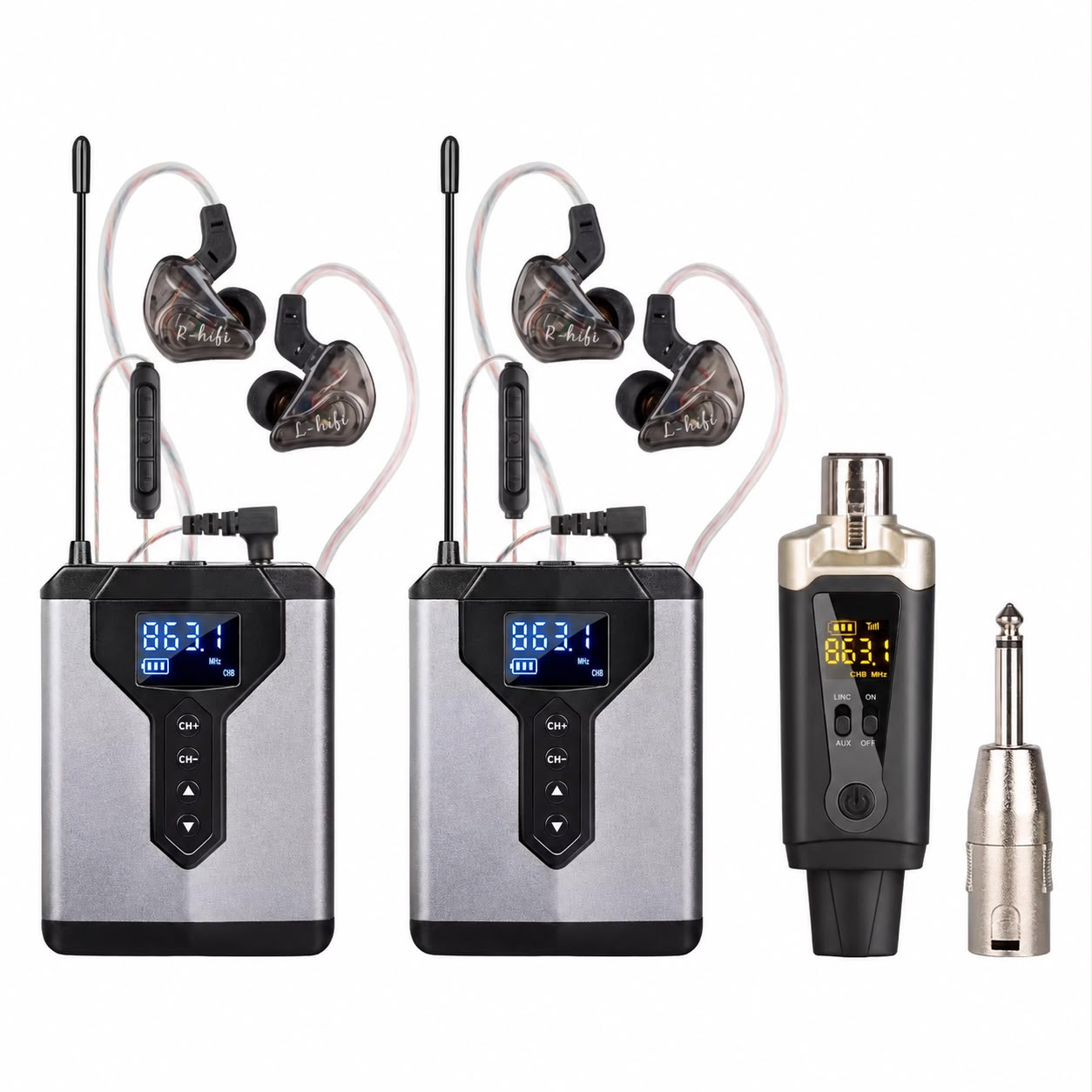 Biner Stage Wireless IEM System — transmitter and dual receiver pack